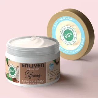 Enliven Softening 3-in-1 Hair Mask 350ml - Coconut & Macadamia - Image 2