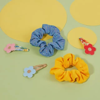 Ella Style Scrunchies 2pk - Blue & Gold - Image 4