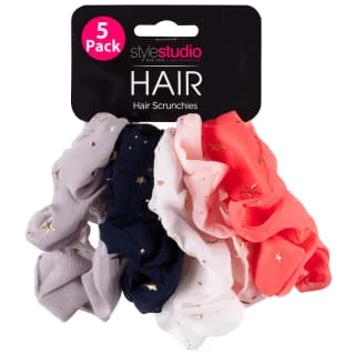 Style Studio Hair Scrunchies 5pk - Gold Stars